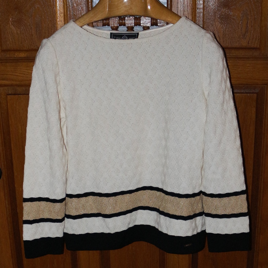 St. John Sport Marie Gray Sweater Gold/Cream/Black
